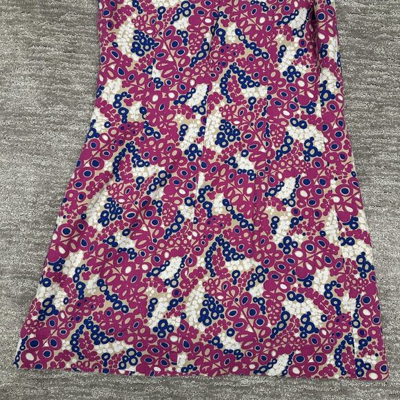 Lilly Pulitzer Dress Womens 12 Pink Blue Shift Sleeveless Lace Trim Printed - Picture 6 of 15